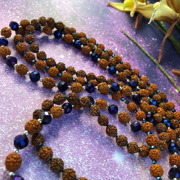 3 strands Rudraksha w/dark blue beads 37 1/4", 32", 34  3/4" $60 - Picture 7 of 8